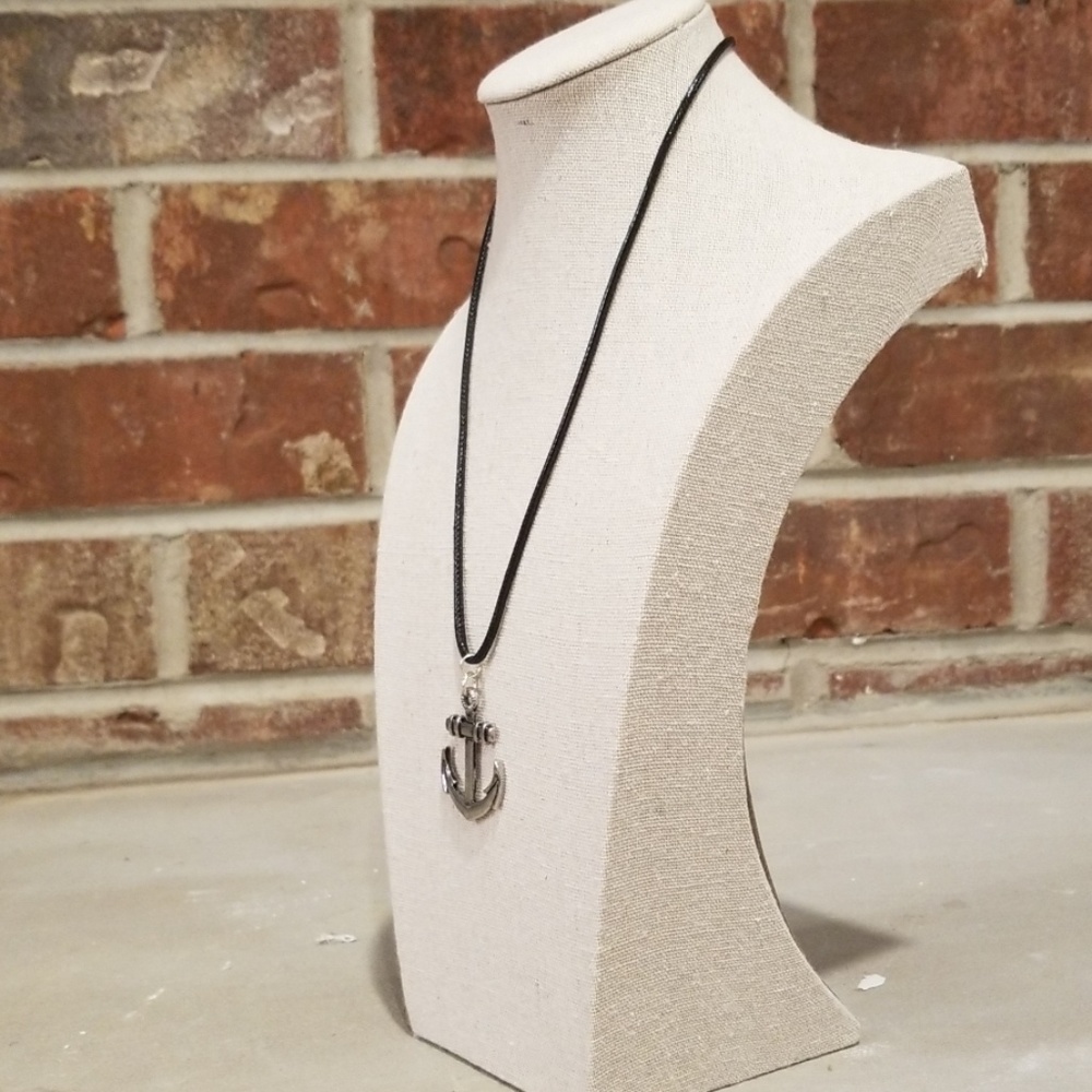 Leather Snake Anchor Necklace - Picture 2 of 7
